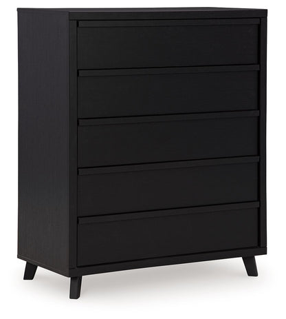 Danziar - Five Drawer Wide Chest - Black by Ashley – Accent Chests