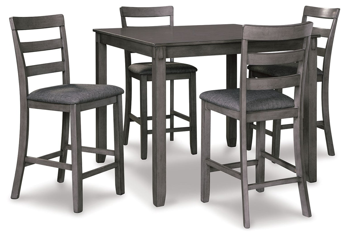 Bridson - Square Counter TBL Set (Set of 5) - Gray by Ashley – 5 Piece Dining Room Sets