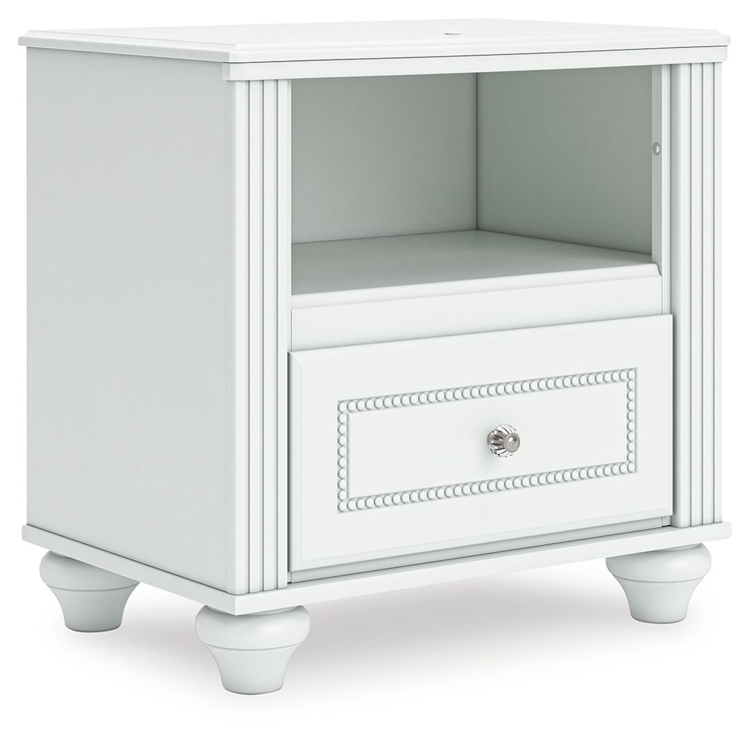 Kozlani - One Drawer Night Stand - White by Ashley – Nightstands w/ Charging Stations