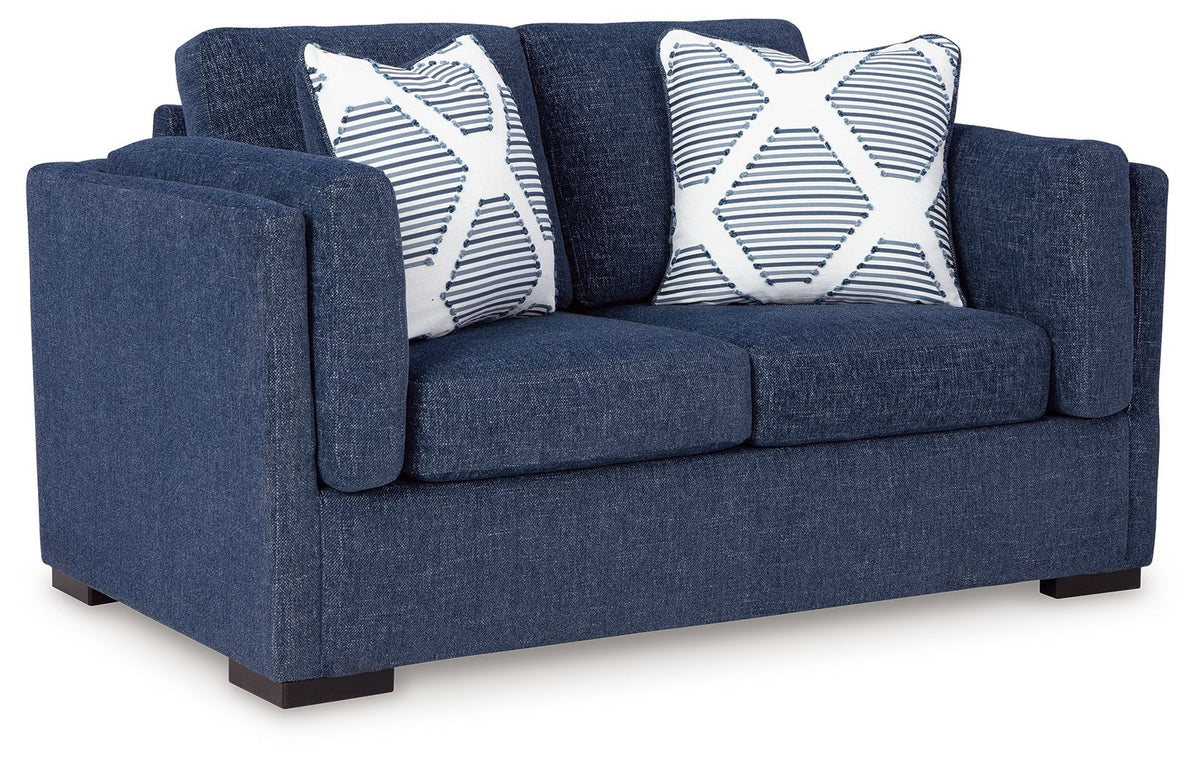 Evansley - Loveseat - Navy – Stationary Loveseats