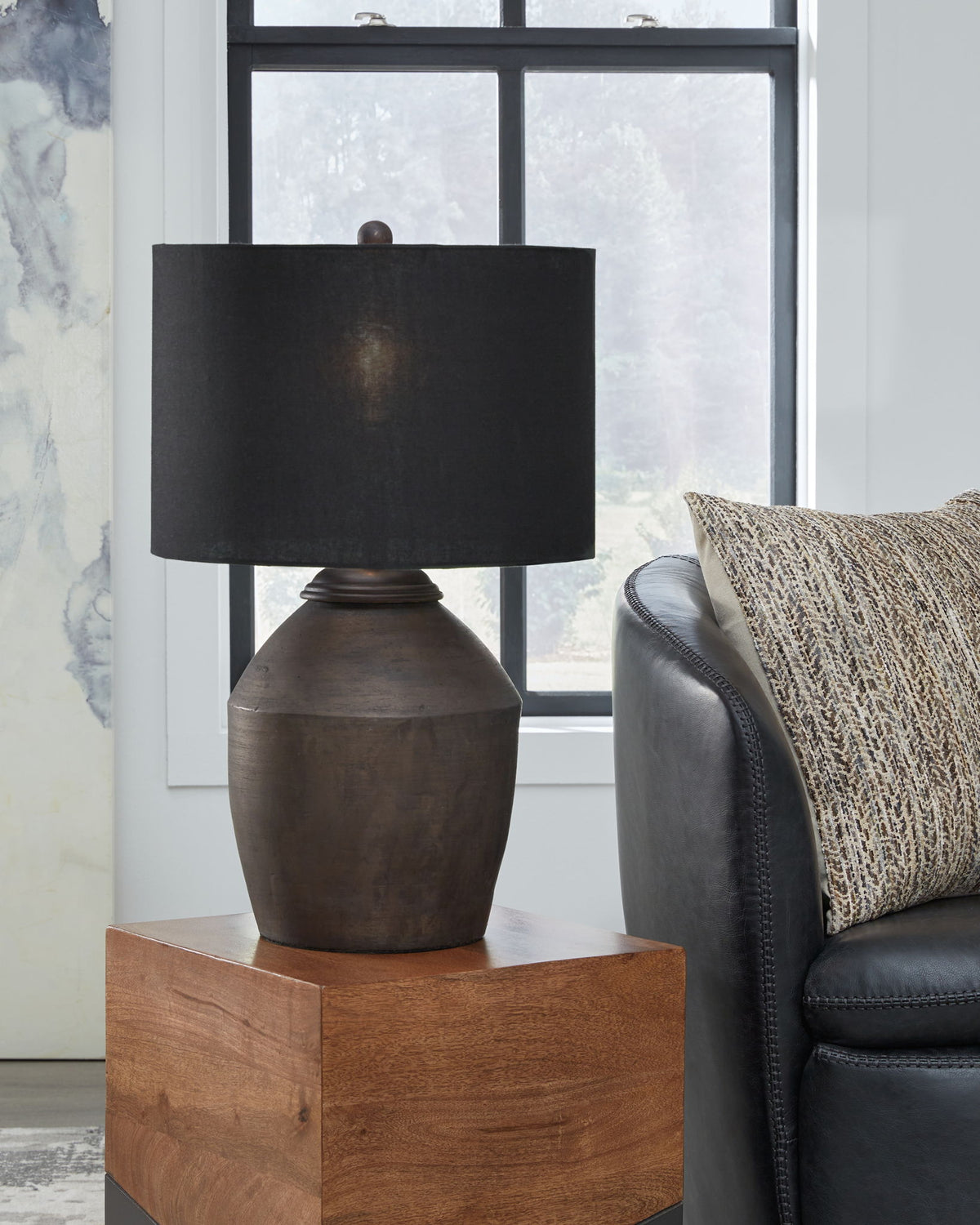 Naareman - Terracotta Table Lamp - Metallic Black by Ashley – view 4