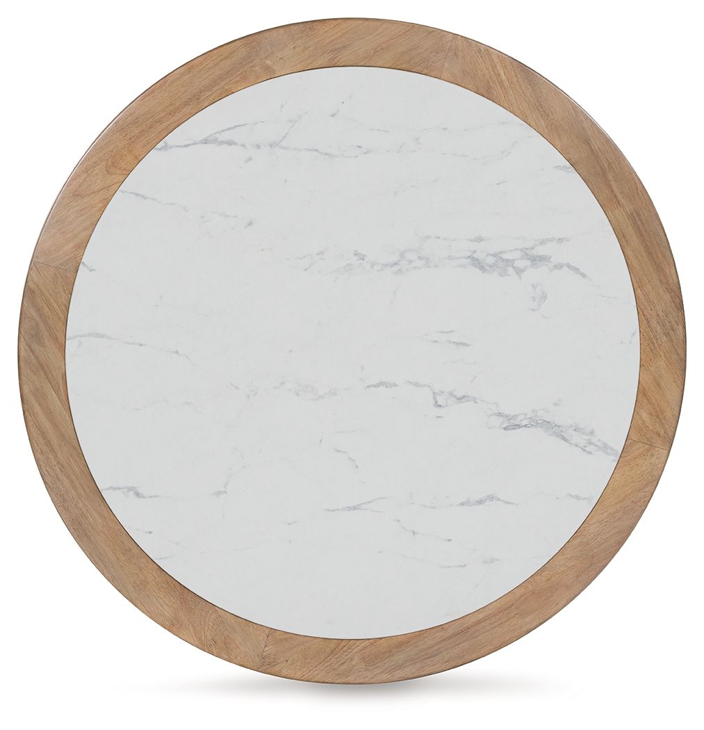 Camdill - Round Cocktail Table - Light Brown / White by Ashley – view 4