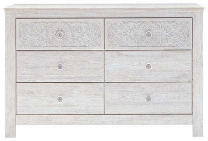 Paxberry - Six Drawer Dresser - Medallion Drawer Pulls - Whitewash by Ashley – view 4