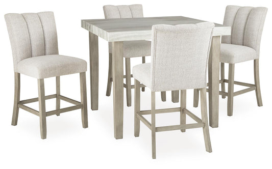 Larawyn - 5 Pc. - Counter Height Dining Table And 4 Barstools - Bisque – 5 Piece Dining Room Sets