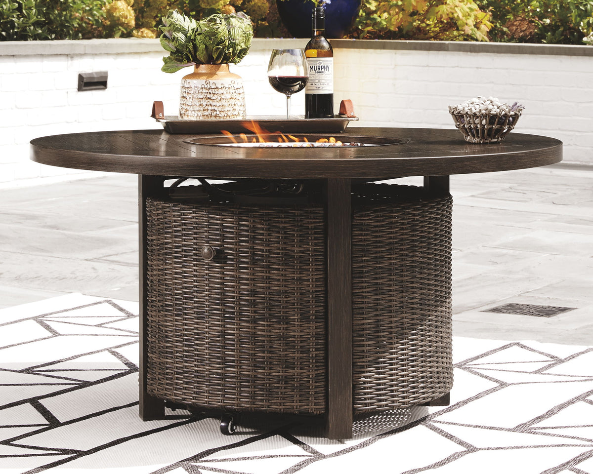 Paradise Trail - Round Fire Pit Table - Medium Brown by Ashley – view 3