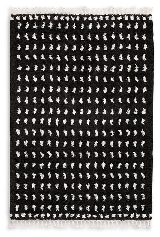 Minston - 5' x 7' Rug - Black / White