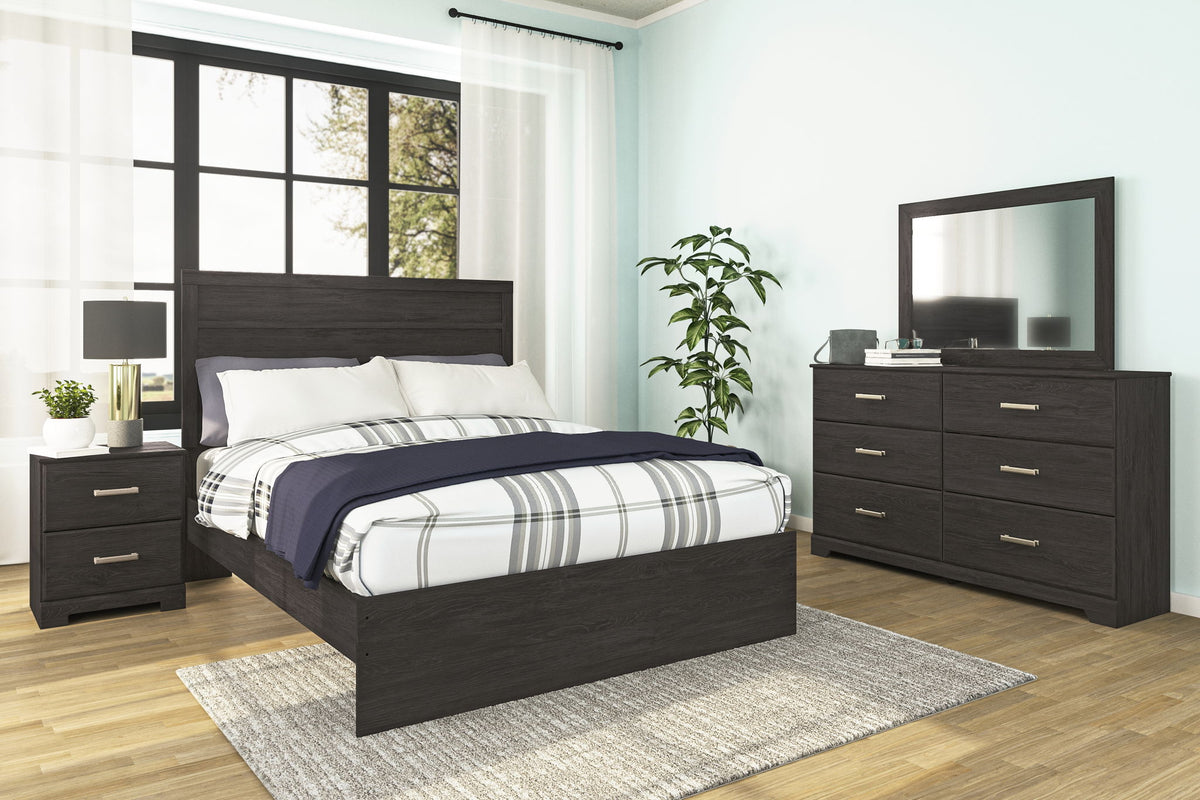 Belachime - Two Drawer Night Stand - Charcoal by Ashley – Accent Nightstands