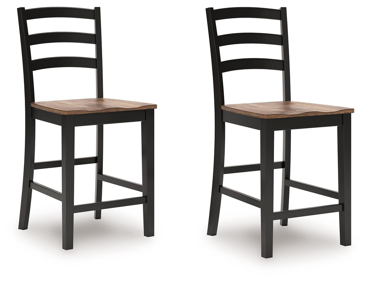 Wildenauer - Barstool (Set of 2) - Brown / Black by Ashley – Stool Sets