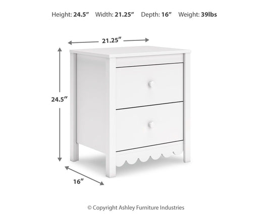 Hallityn - Two Drawer Night Stand - White by Ashley – view 2