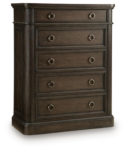Wickenger - Five Drawer Chest - Dark Brown by Ashley – Accent Chests