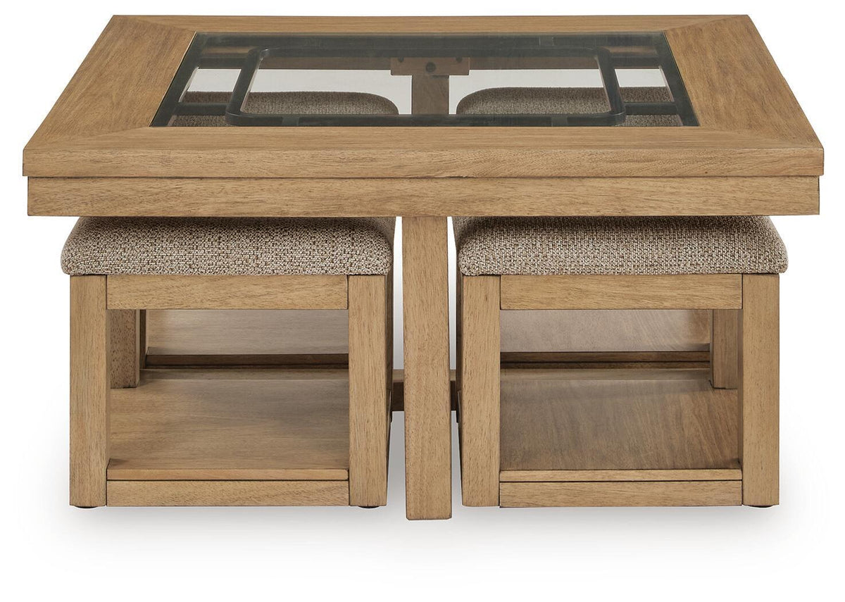 Wittenmyer - Cocktail Table With 4 Stools (Set of 5) - Natural / Black by Ashley – view 4