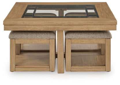 Wittenmyer - Cocktail Table With 4 Stools (Set of 5) - Natural / Black by Ashley – view 4