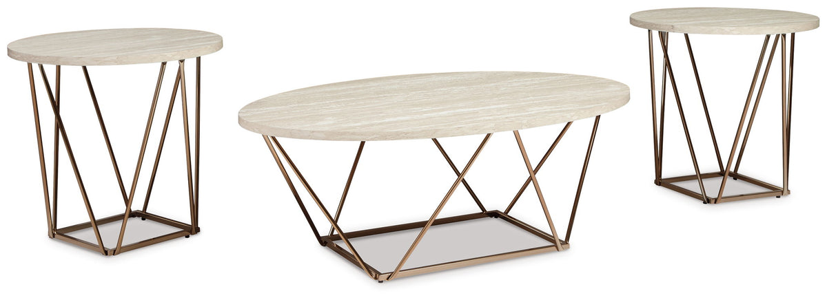 Tarica - Occasional Table Set (Set of 3) - White / Metallic by Ashley – Table Sets