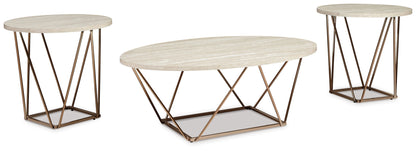 Tarica - Occasional Table Set (Set of 3) - White / Metallic by Ashley – Table Sets