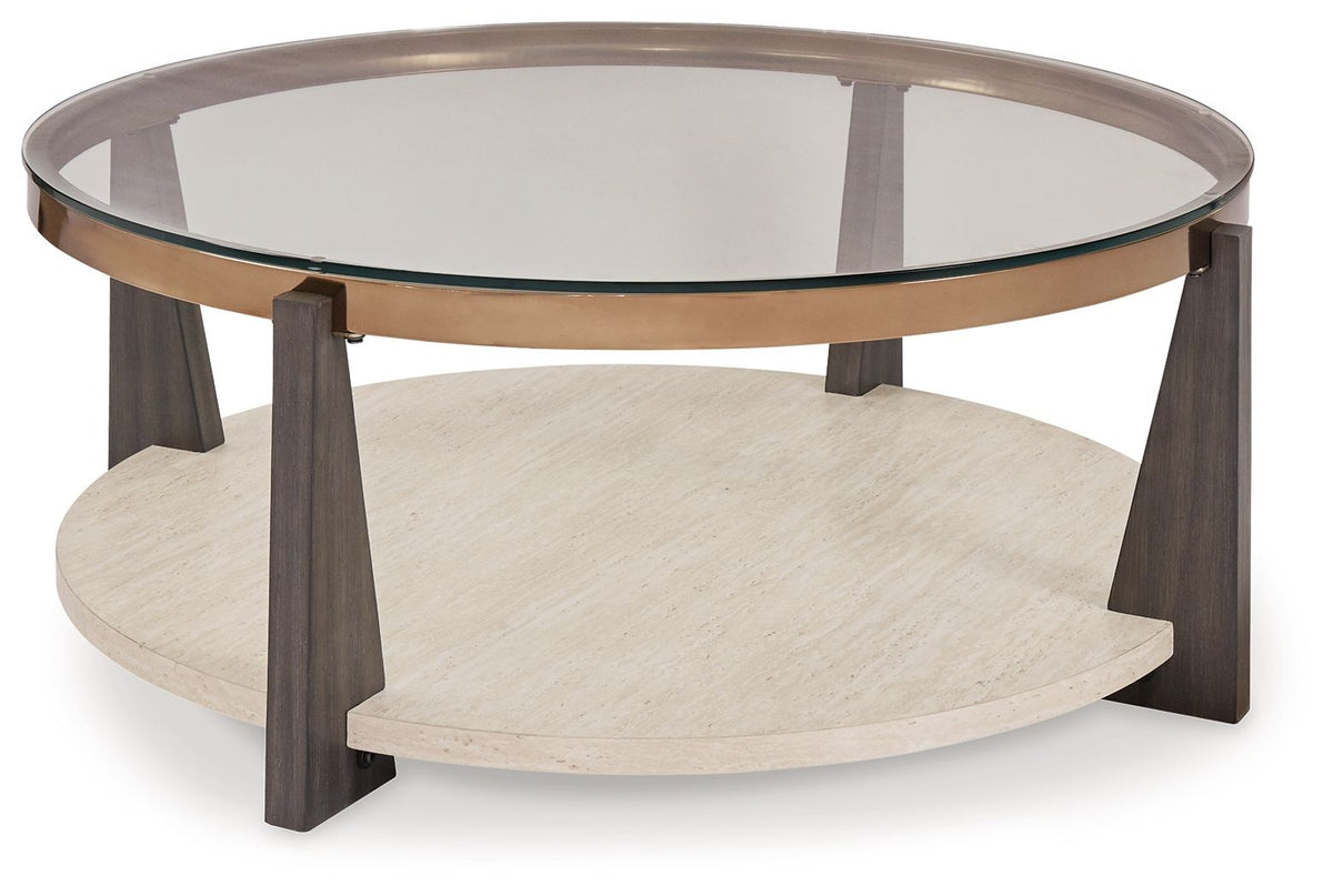 Frazwa - Round Cocktail Table - Multi by Ashley – Coffee Tables