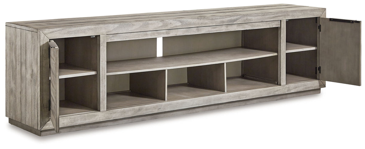 Naydell - XL TV Stand With Fireplace Option - Gray by Ashley – view 4