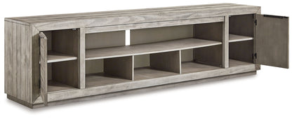 Naydell - XL TV Stand With Fireplace Option - Gray by Ashley – view 4