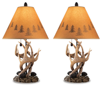 Derek - Poly Table Lamp (Set of 2) - Brown by Ashley – Table Lamps