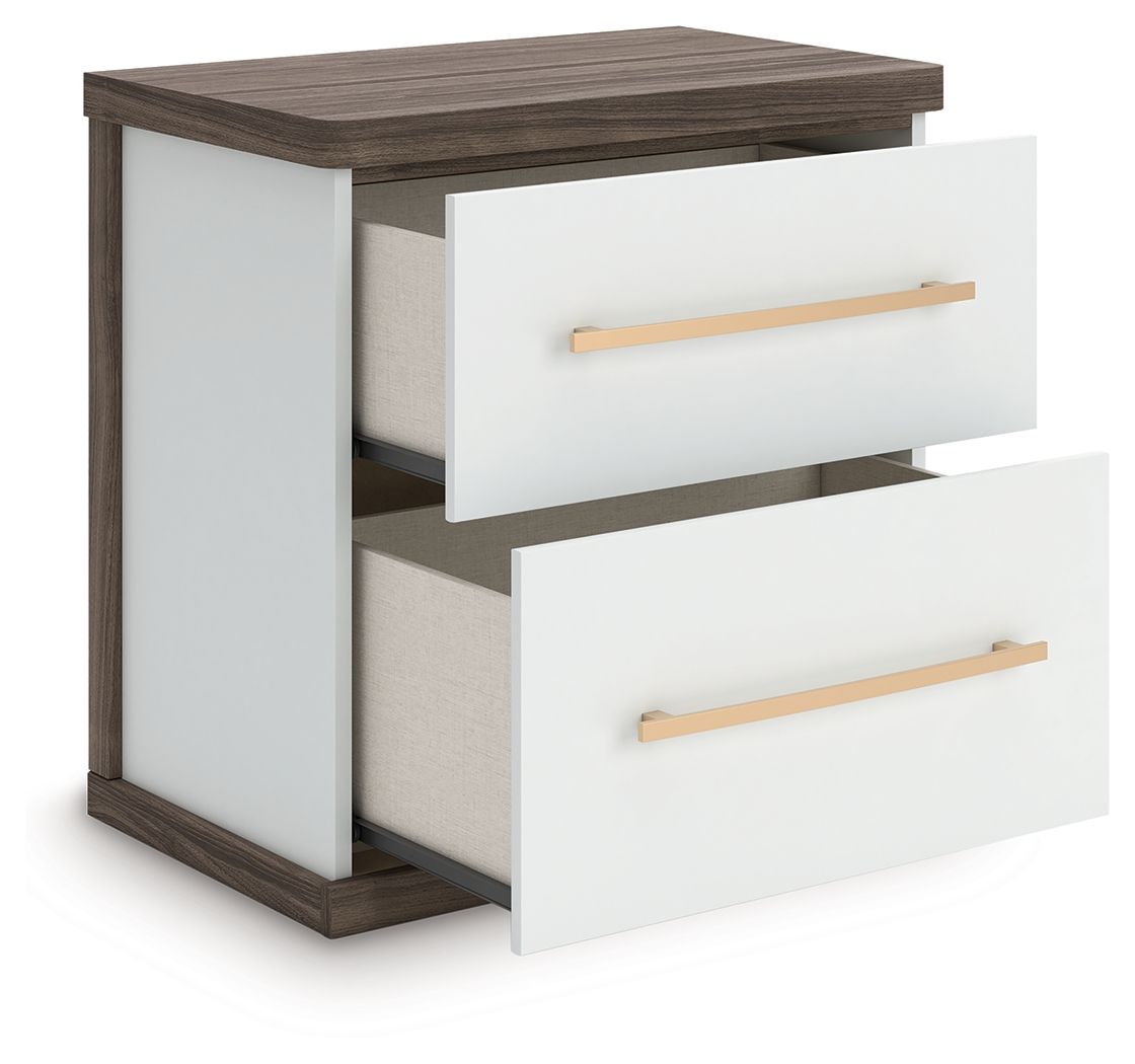 Kendanport - Two Drawer Night Stand - Brown / White by Ashley – view 4