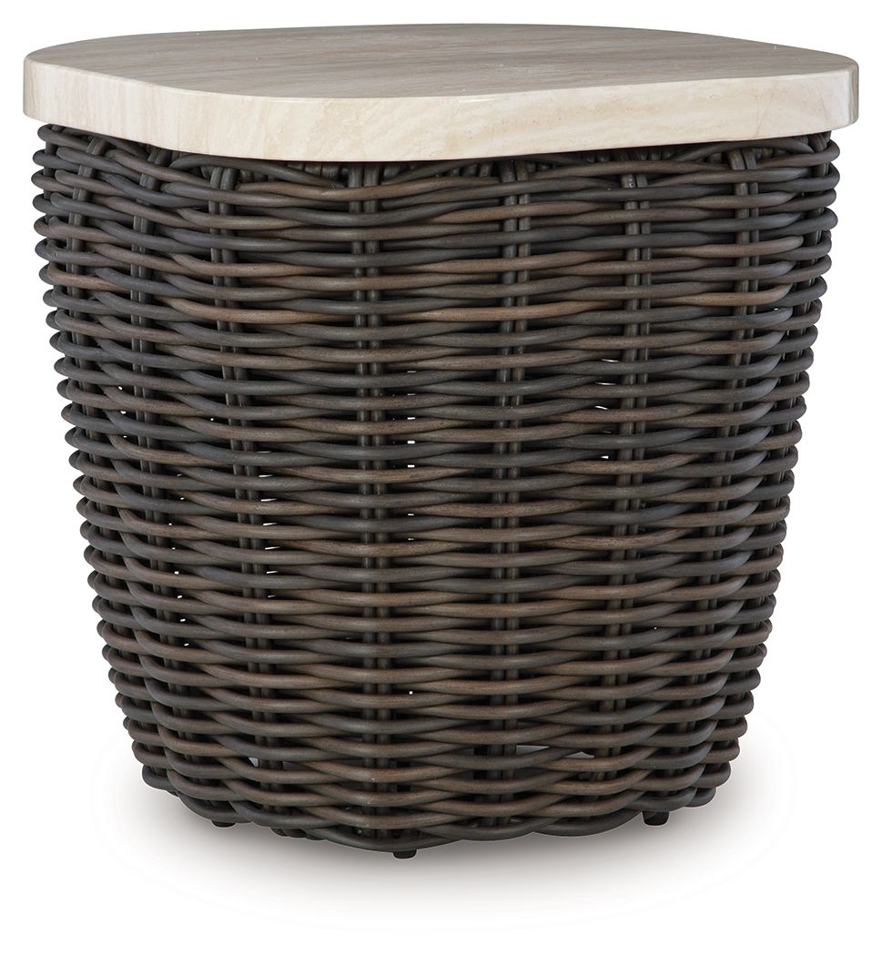 Kimora - Square End Table - Beige / Dark Brown by Ashley – End Tables