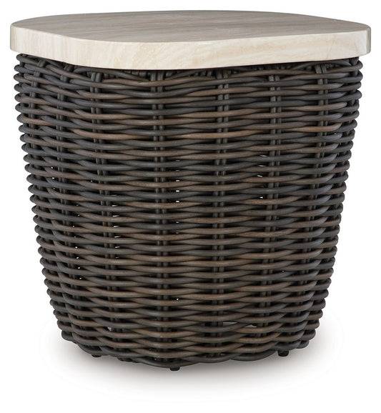 Kimora - Square End Table - Beige / Dark Brown by Ashley – End Tables