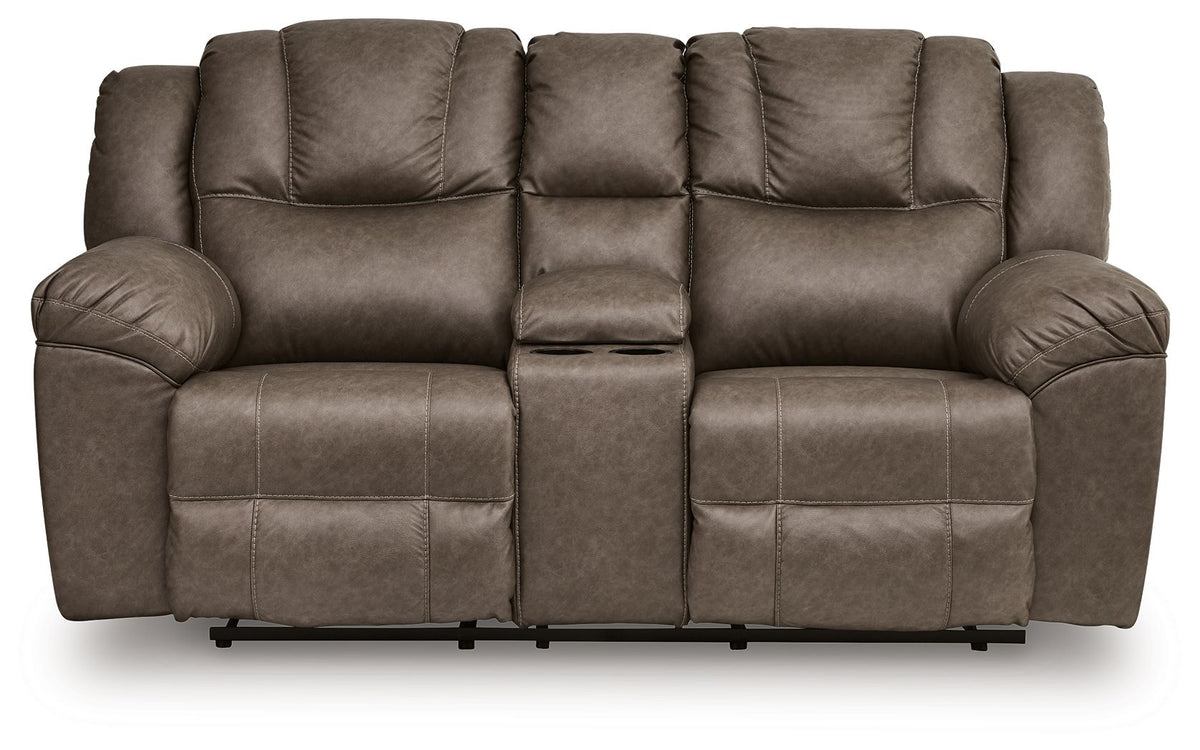 Lowilla - Double Reclining Loveseat With Console - Driftwood by Ashley – view 3