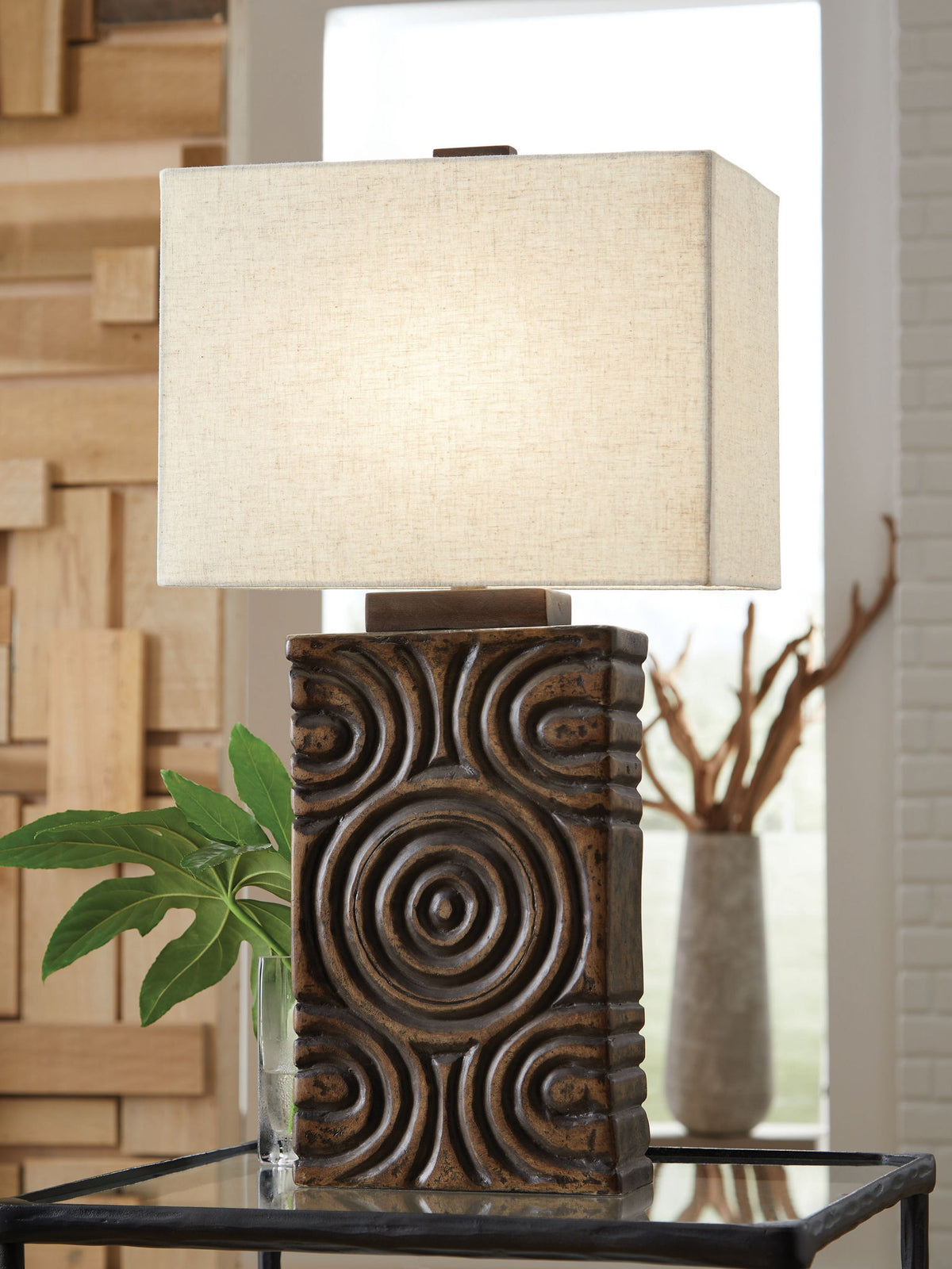 Heathbury - Paper Table Lamp - Antique Brown by Ashley – view 4