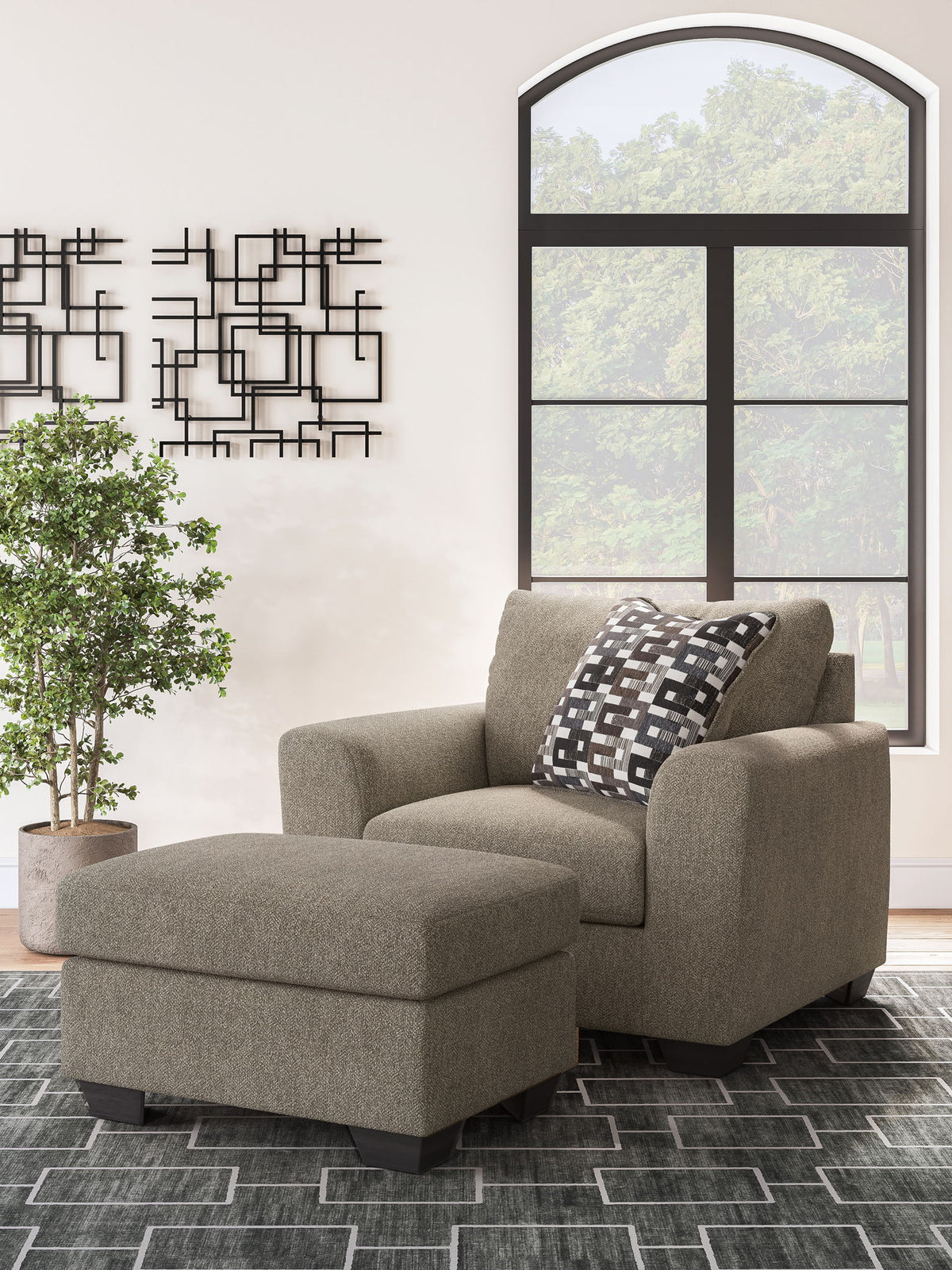 Triston-Peaks - Living Room Set – Stationary Chair & Ottoman