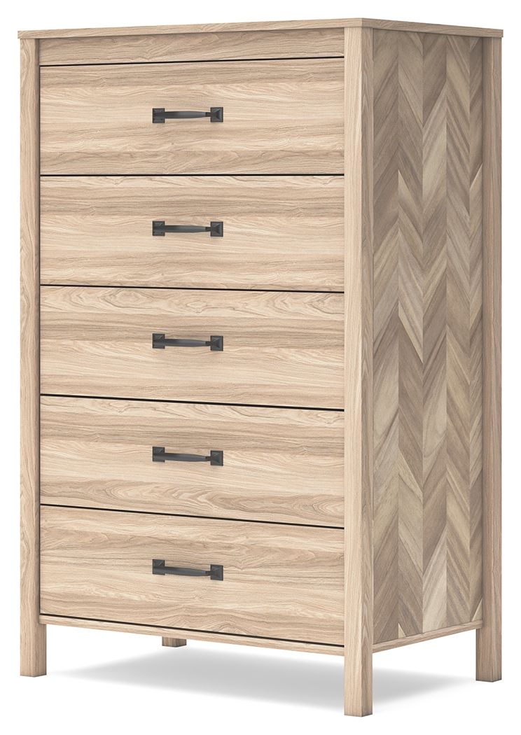 Battelle - Five Drawer Chest - Tan by Ashley – view 4
