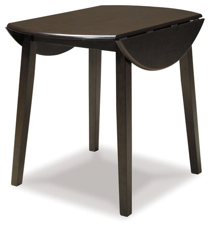 Hammis - Round DRM Drop Leaf Table - Dark Brown by Ashley – Dining Tables