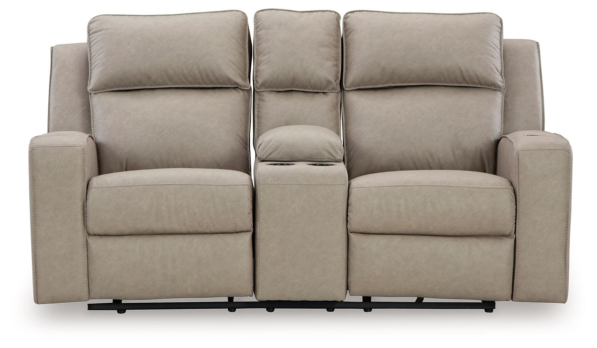 Lavenhorne - Double Reclining Loveseat With Console - Pebble by Ashley – view 3