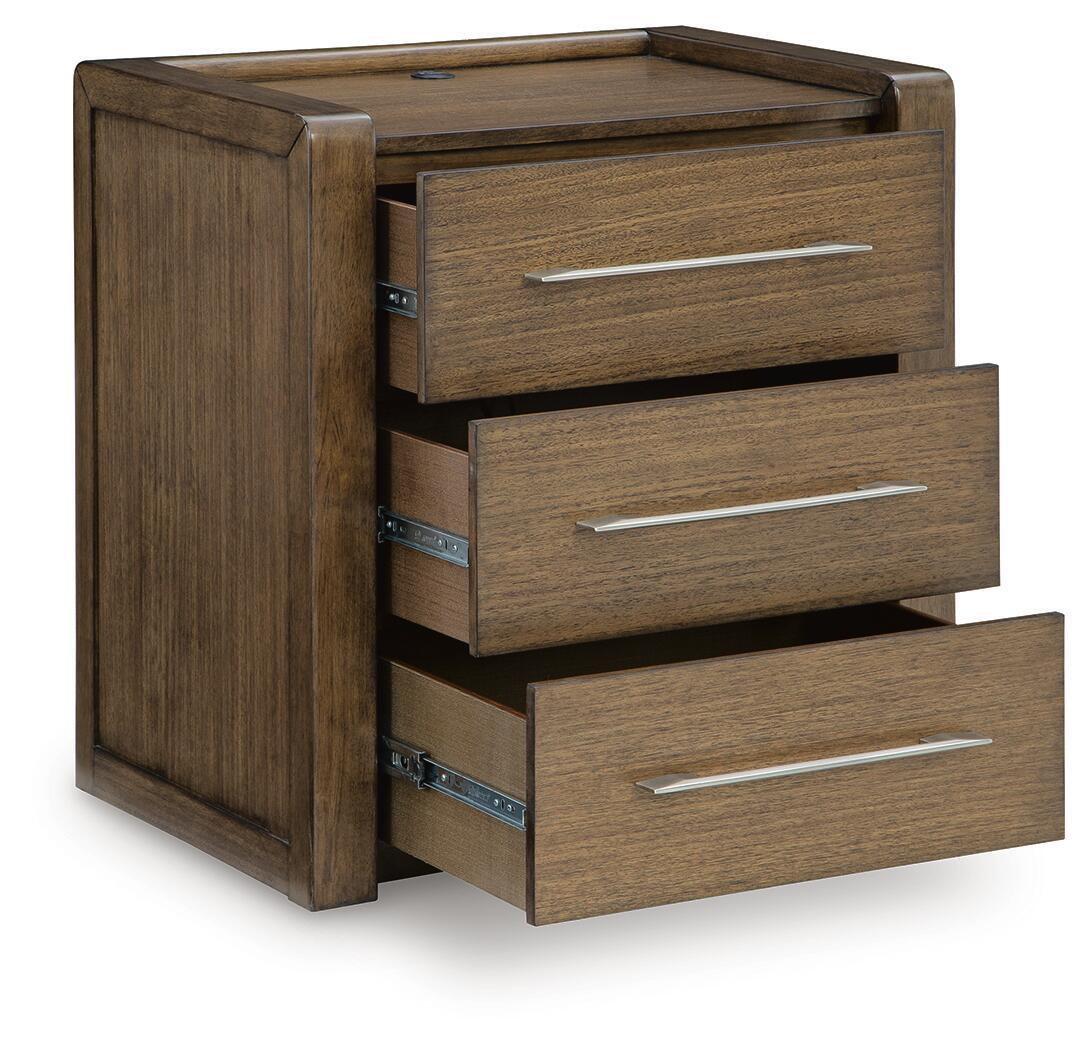 Marxmore - Three Drawer Night Stand - Brown – view 4