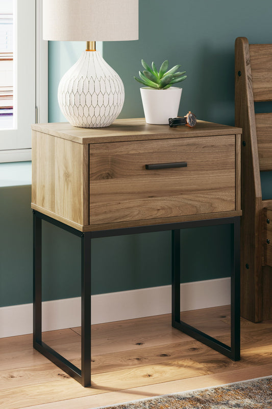 Deanlow - One Drawer Night Stand - Honey by Ashley – Accent Nightstands
