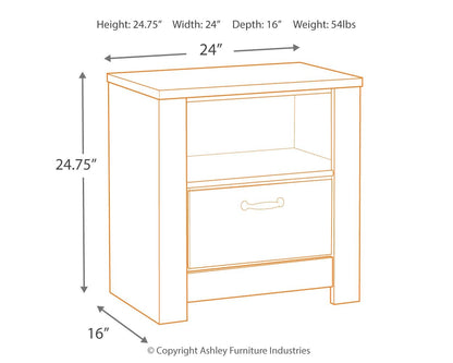 Bellaby - One Drawer Night Stand - Whitewash by Ashley – view 4