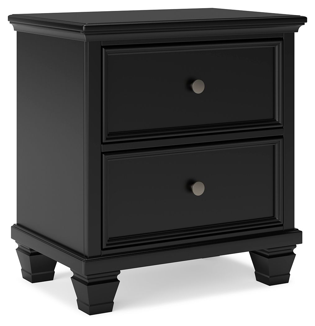 Lanolee - Two Drawer Nightstand - Black by Ashley – Accent Nightstands