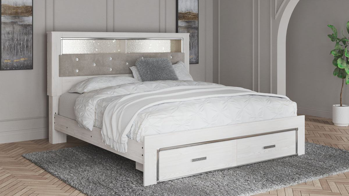 Altyra - King Upholstered Bookcase Bed With Storage - White by Ashley – view 4