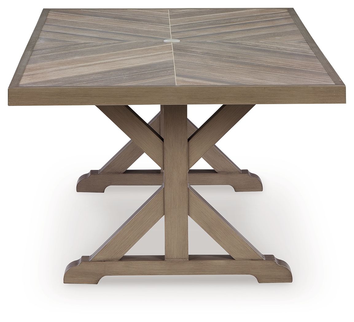 Laguna Heights - Rectangular Dining Table With Umbrella Option - Beige by Ashley – view 4