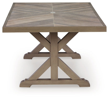 Laguna Heights - Rectangular Dining Table With Umbrella Option - Beige by Ashley – view 4