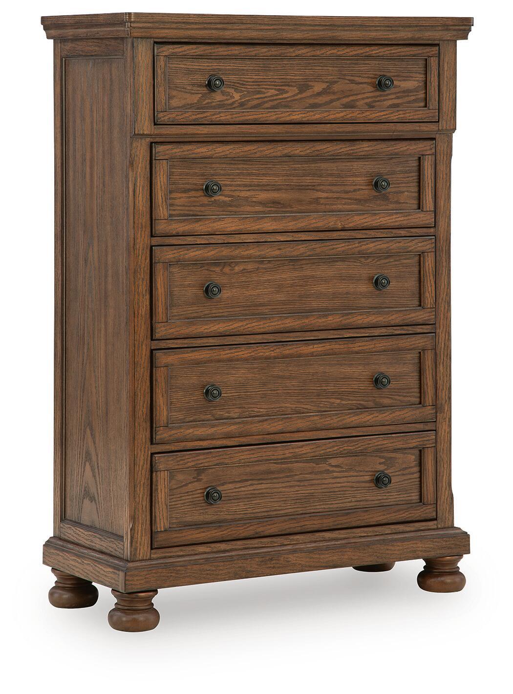 Zackaryn - Five Drawer Chest - Warm Brown by Ashley – Accent Chests