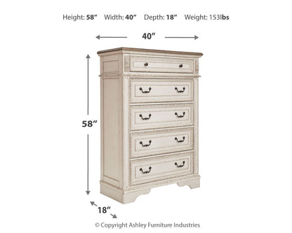 Realyn - Five Drawer Chest - White / Brown / Beige by Ashley – view 4