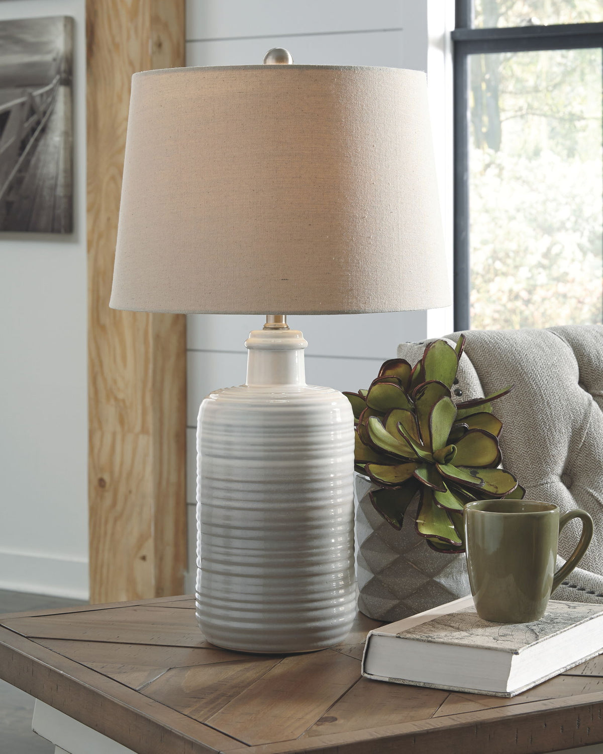 Marnina - Ceramic Table Lamp (Set of 2) - Taupe by Ashley – view 4