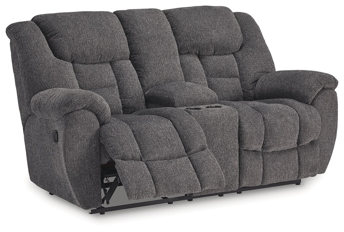 Foreside - Dbl Reclining Loveseat with Console - Charcoal by Ashley – view 3