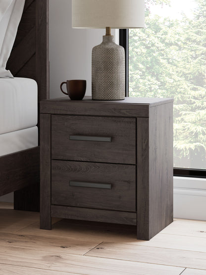 Prendonea - Two Drawer Night Stand - Charcoal by Ashley – view 3