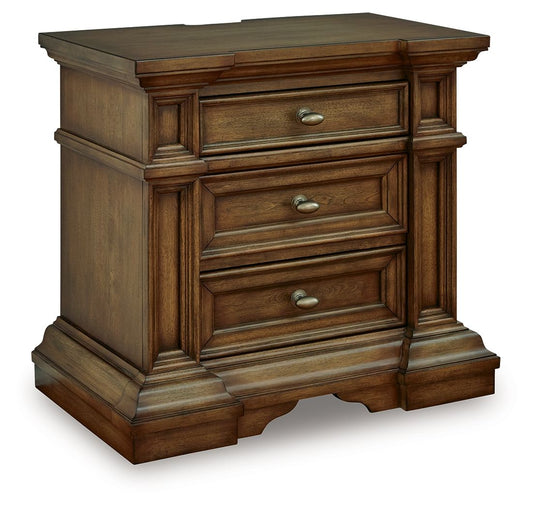 Frantanna - Three Drawer Night Stand - Brown by Ashley – Nightstands w/ Charging Stations