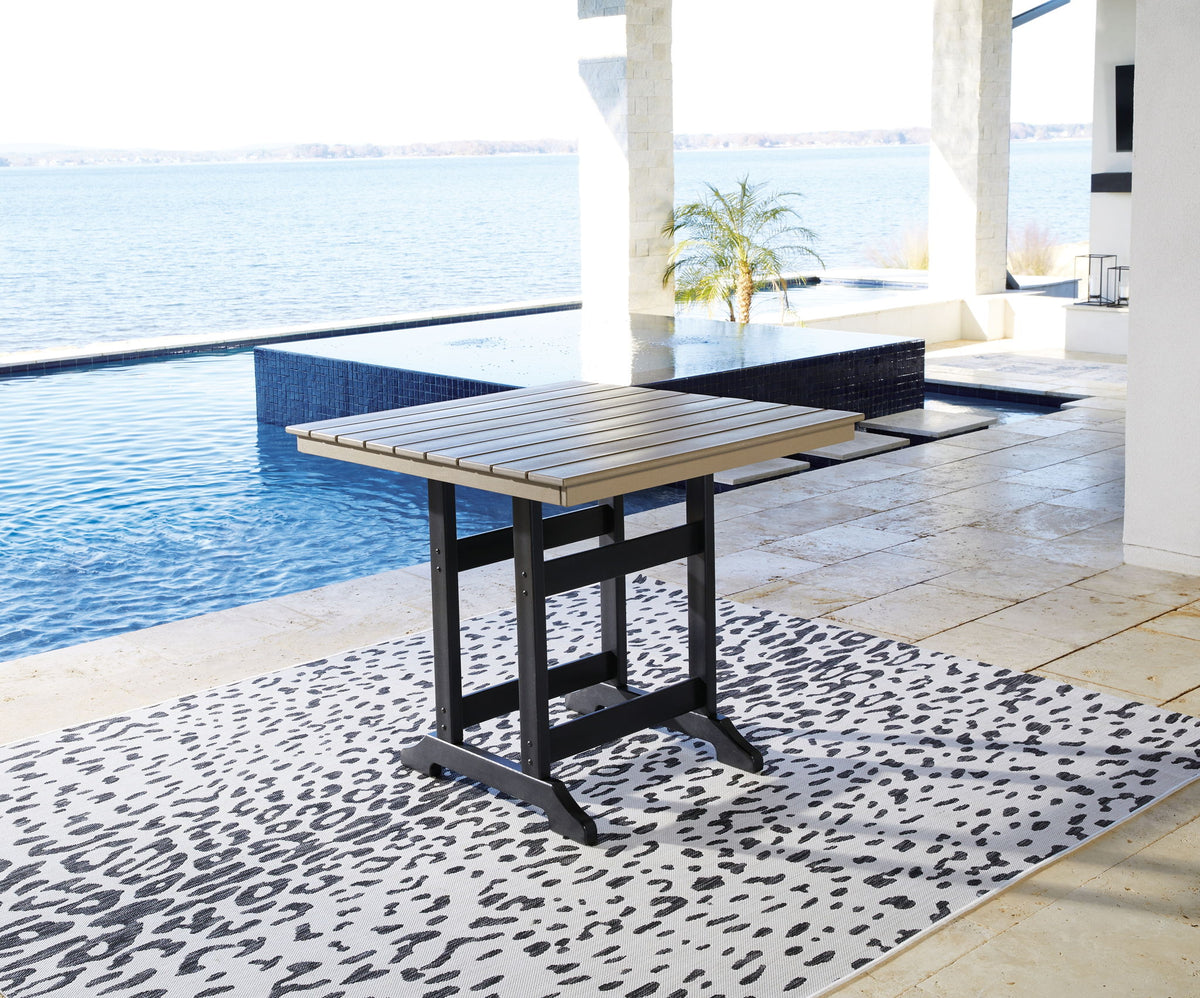 Fairen Trail - Square Counter TBL w/Umb OPT - Black / Driftwood by Ashley – view 3