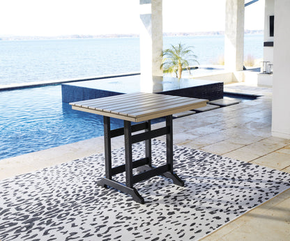 Fairen Trail - Square Counter TBL w/Umb OPT - Black / Driftwood by Ashley – view 3