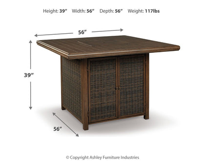Paradise Trail - Square Bar Table w/Fire Pit - Medium Brown by Ashley – view 3