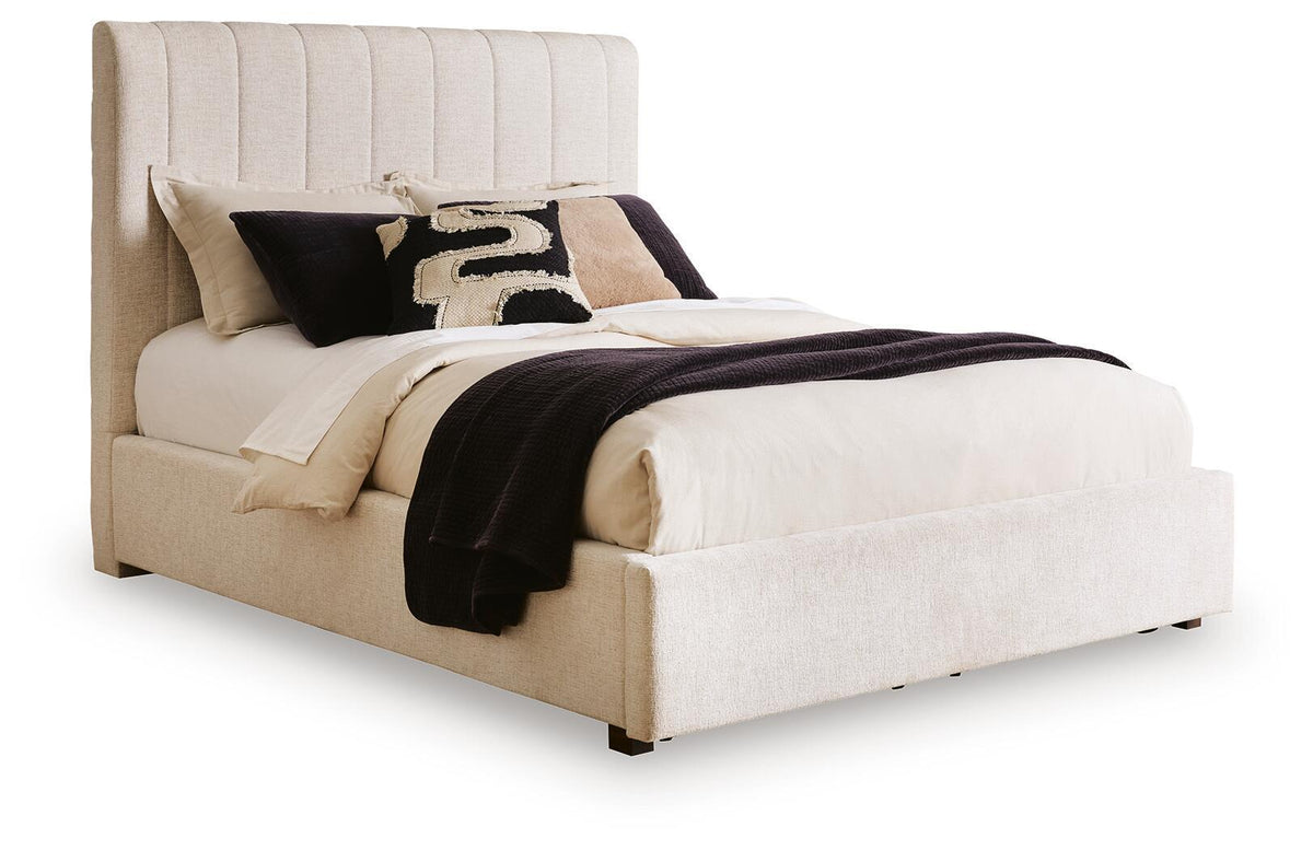 Brizmore - Queen Upholstered Storage Bed - Beige by Ashley – Storage Beds