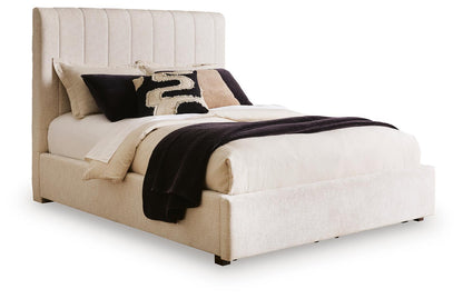Brizmore - Queen Upholstered Storage Bed - Beige by Ashley – Storage Beds