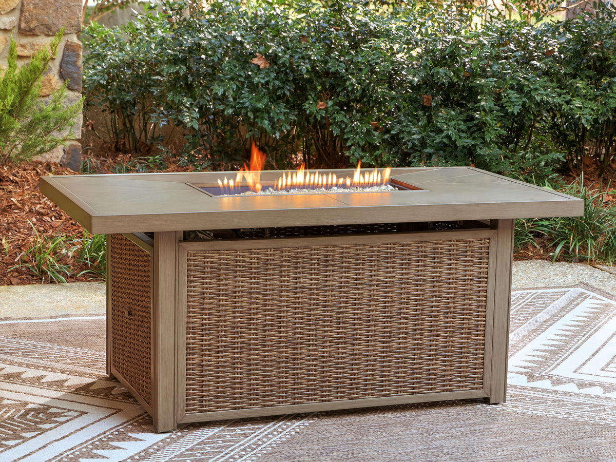 Laguna Heights - Rectangular Fire Pit Table - Beige by Ashley – view 4